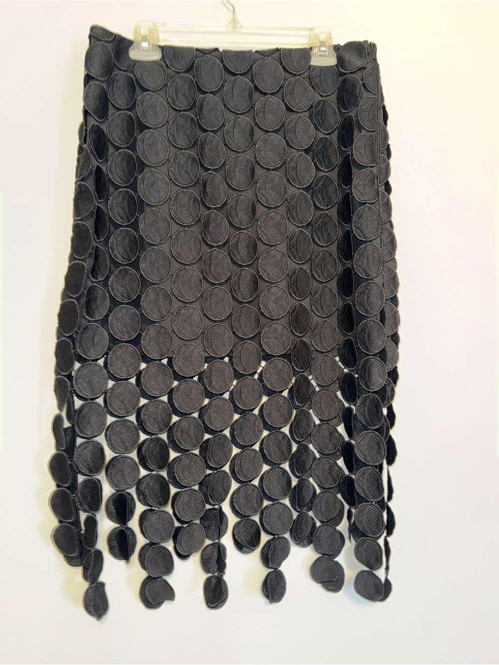 Commense NEW Skirt Laser Cut Circle Double Layered Black Jacquard High Waist L - Picture 2 of 7